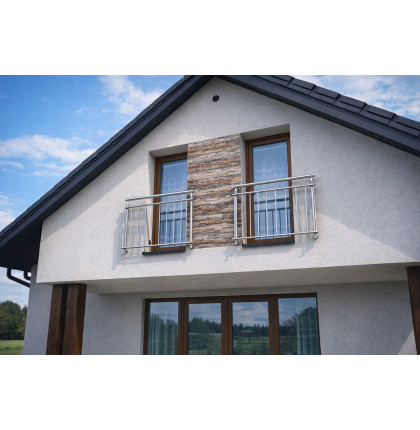 Hliníkové zábradlí na Francouzské okno H2B-2, Barva imitace nerez